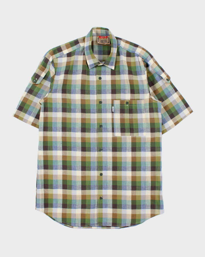 Deadstock 1980s Levi's White Tab Check Short Sleeve Shirt - L