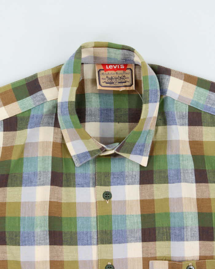 Deadstock 1980s Levi's White Tab Check Short Sleeve Shirt - L