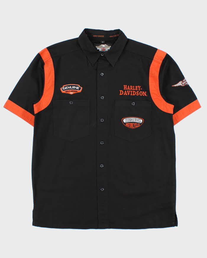 Vintage Y2K 00s Harley Davidson Embroidered Spell Out Short Sleeve Shirt - M