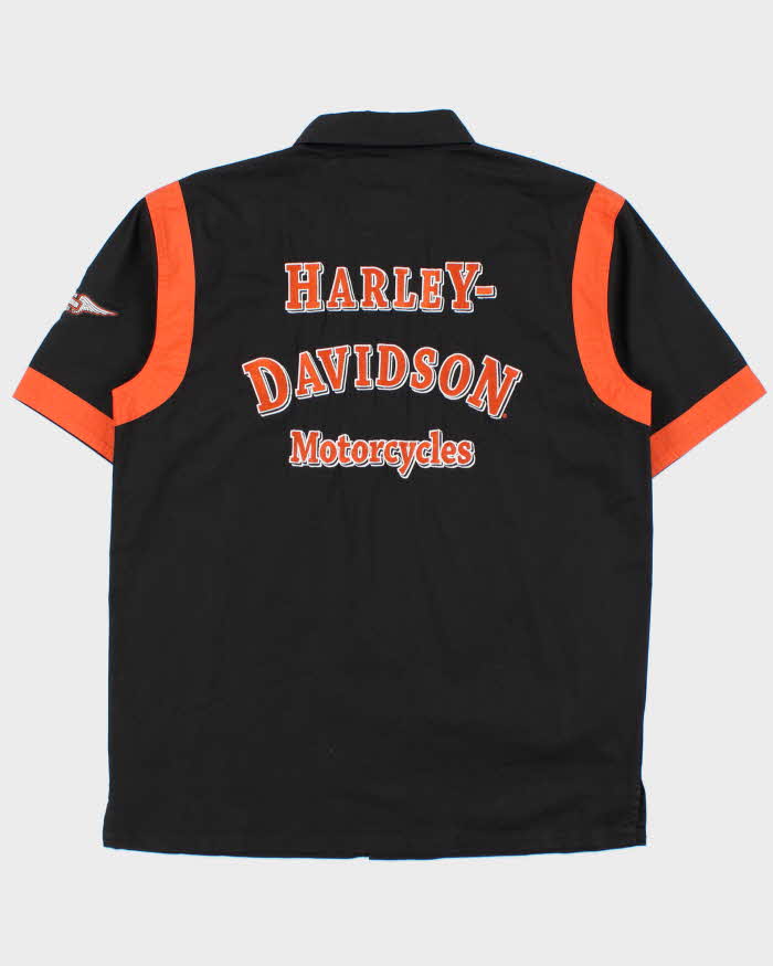 Vintage Y2K 00s Harley Davidson Embroidered Spell Out Short Sleeve Shirt - M