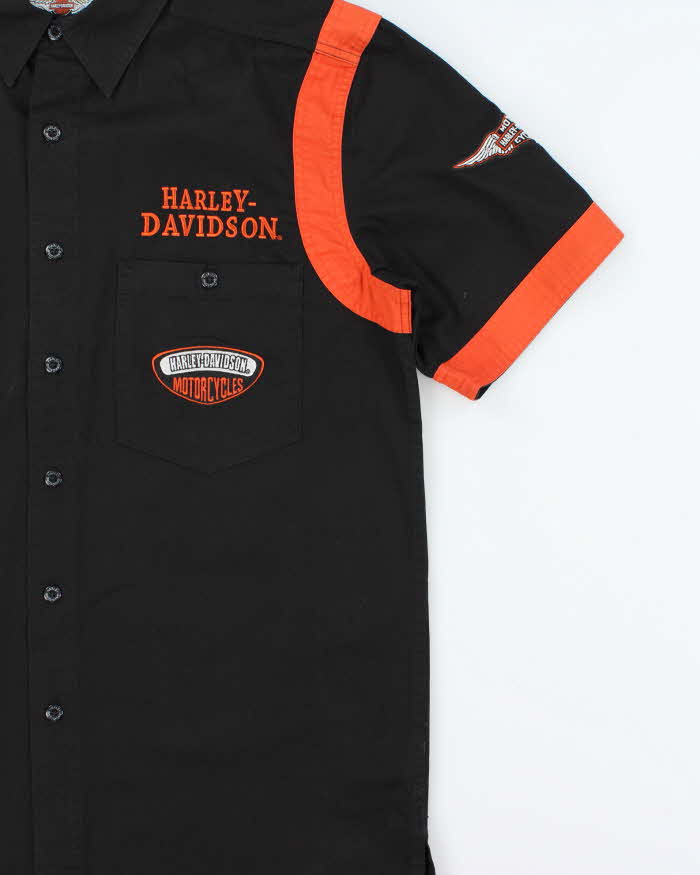 Vintage Y2K 00s Harley Davidson Embroidered Spell Out Short Sleeve Shirt - M