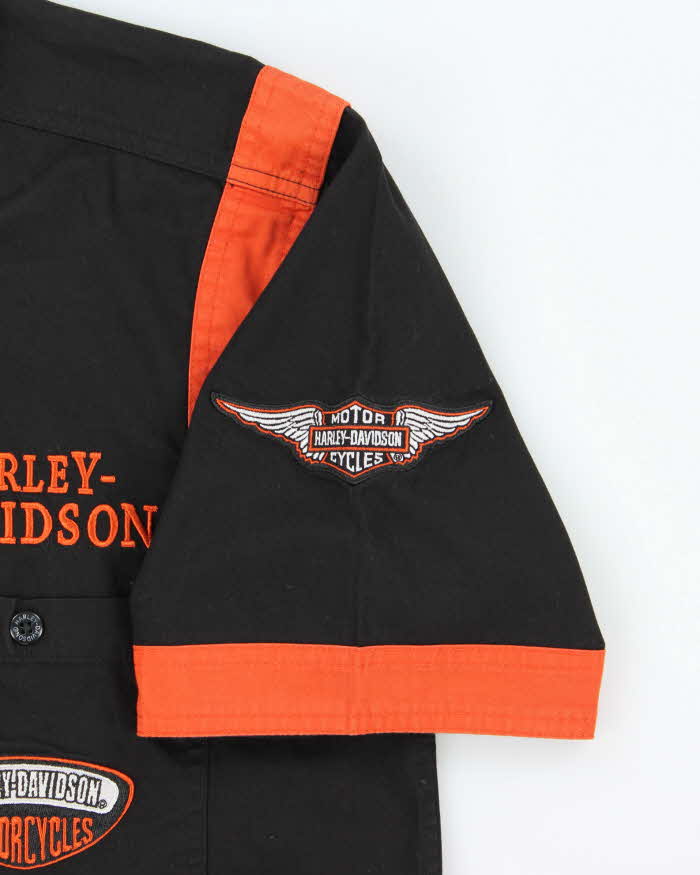 Vintage Y2K 00s Harley Davidson Embroidered Spell Out Short Sleeve Shirt - M