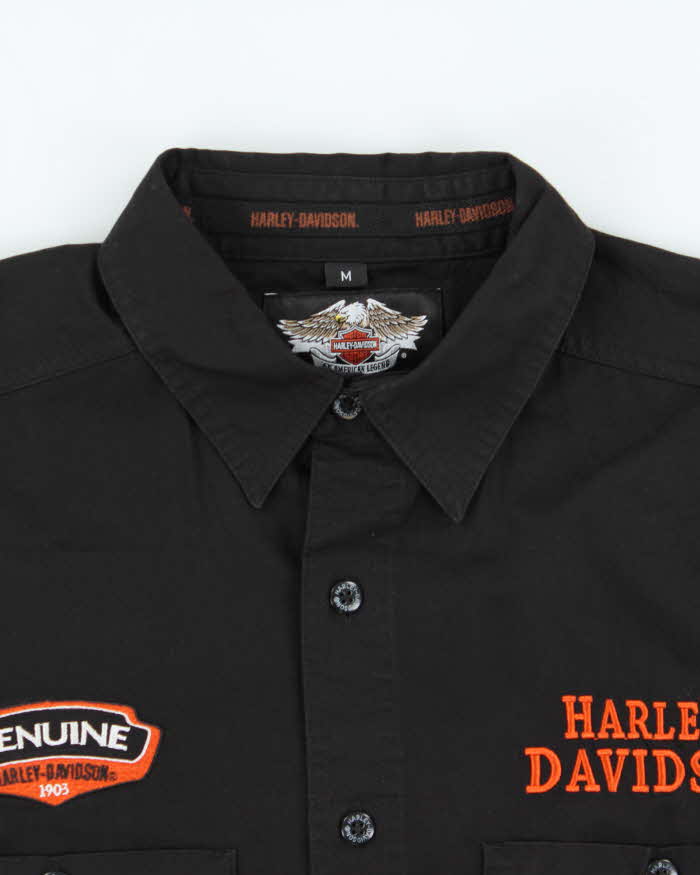 Vintage Y2K 00s Harley Davidson Embroidered Spell Out Short Sleeve Shirt - M
