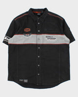 Vintage Harley Davidson Embroidered Short Sleeve Denim Shirt - XXL