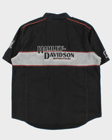 Vintage Harley Davidson Embroidered Short Sleeve Denim Shirt - XXL