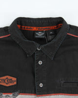 Vintage Harley Davidson Embroidered Short Sleeve Denim Shirt - XXL