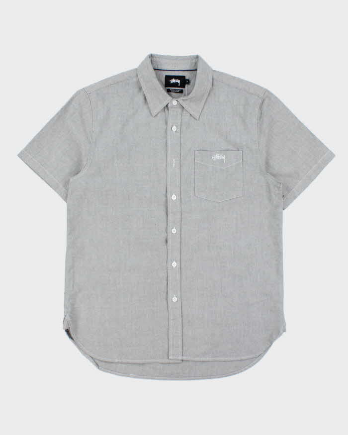 Vintage Stussy Chambray Embroidered Short Sleeve Pocket Shirt - S