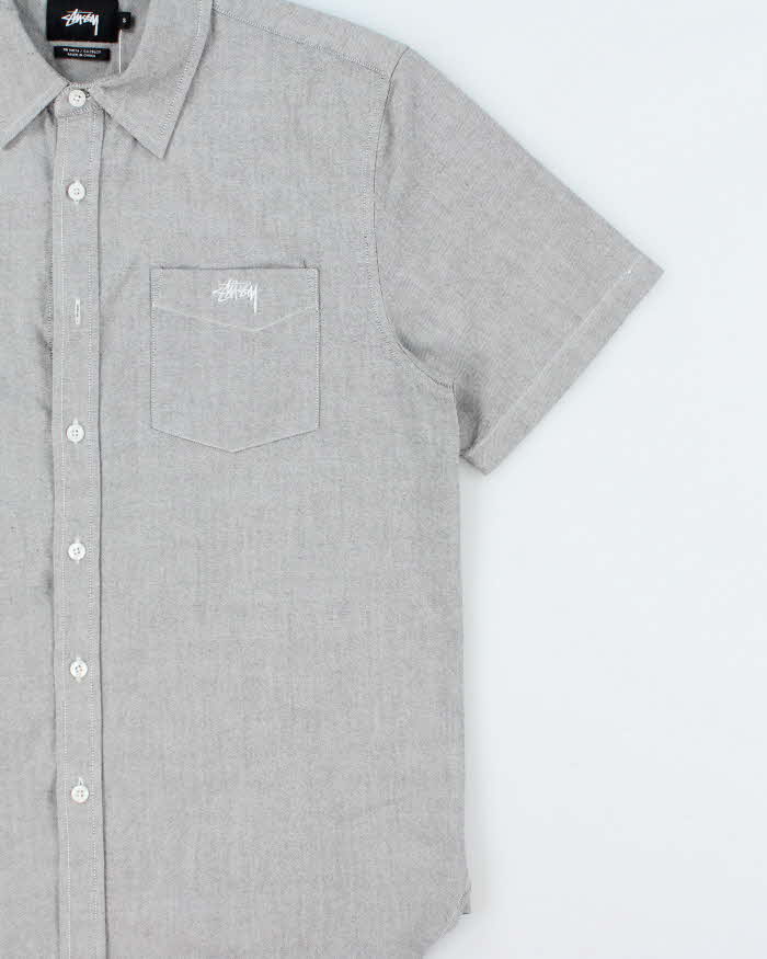 Vintage Stussy Chambray Embroidered Short Sleeve Pocket Shirt - S