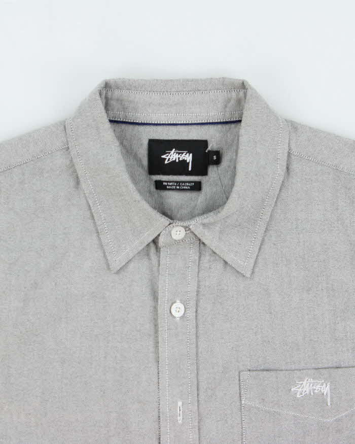 Vintage Stussy Chambray Embroidered Short Sleeve Pocket Shirt - S