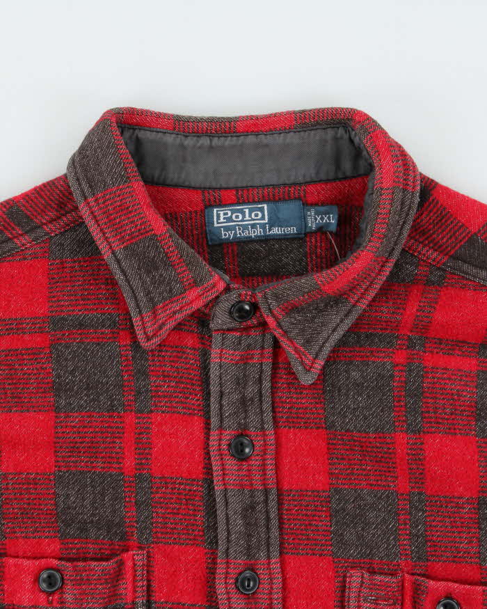 Vintage Y2K 00s Polo Ralph Lauren Heavyweight Plaid Long Sleeve Flannel Shirt - XXL