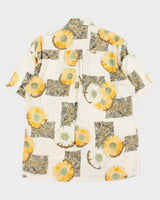 Vintage 1990s Pierre Cardin Espace Floral Linen Short Sleeve Shirt - L