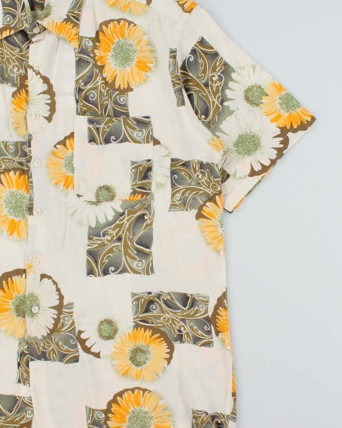 Vintage 1990s Pierre Cardin Espace Floral Linen Short Sleeve Shirt - L