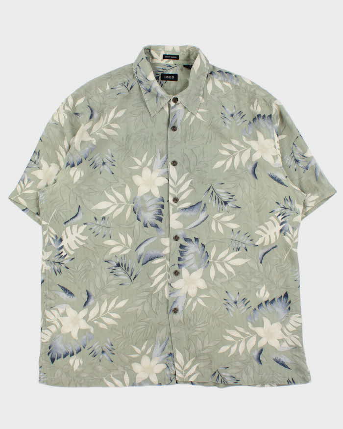 Vintage Y2K 00s Izod Pure Silk Floral Short Sleeve Shirt - XL