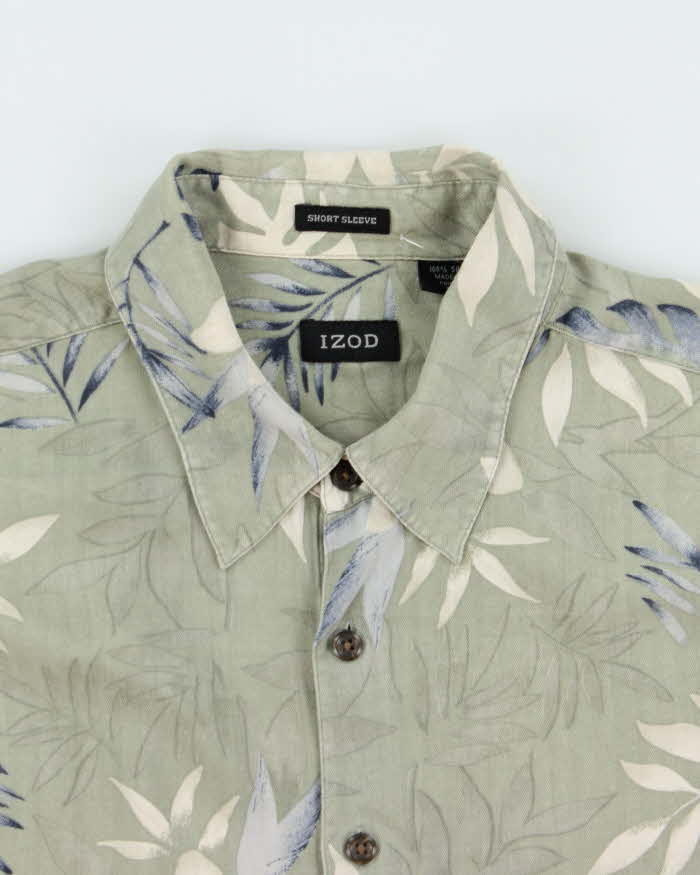 Vintage Y2K 00s Izod Pure Silk Floral Short Sleeve Shirt - XL