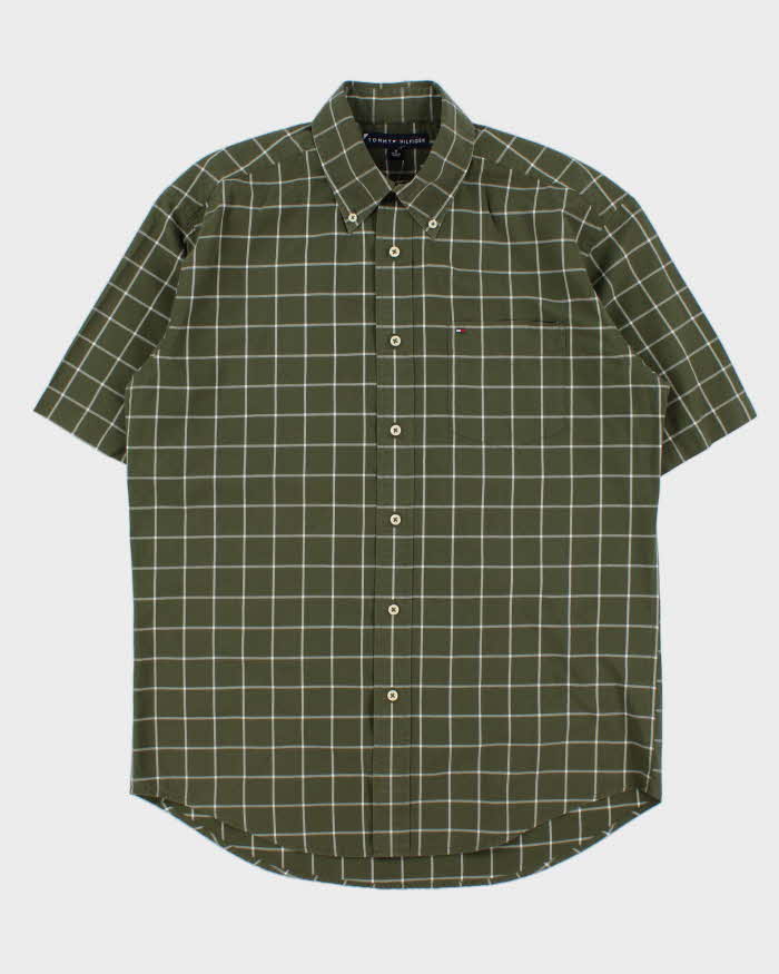 Vintage Y2K 00s Tommy Hilfiger Window Pane Check Short Sleeve Shirt - M