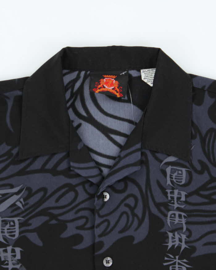 Vintage Y2K 00s 7 Diamonds Made In USA Japanese Flame Short Sleeve Hawaiian Shirt - M