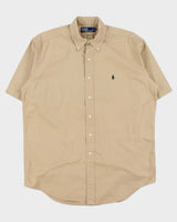 Vintage 1980s Polo Ralph Lauren Camel Heavyweight Short Sleeve Safari Shirt - M