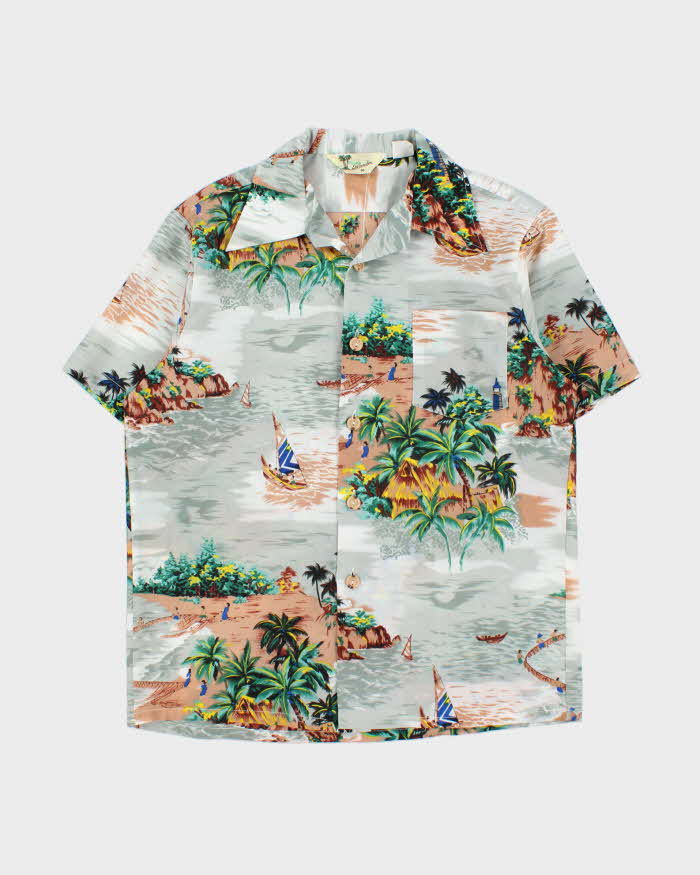 Vintage 1970s Royal Islander Dagger Clollared Short Sleeve Hawaiian Shirt - M