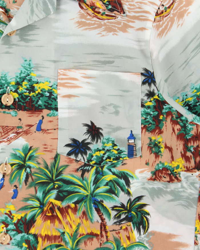 Vintage 1970s Royal Islander Dagger Clollared Short Sleeve Hawaiian Shirt - M