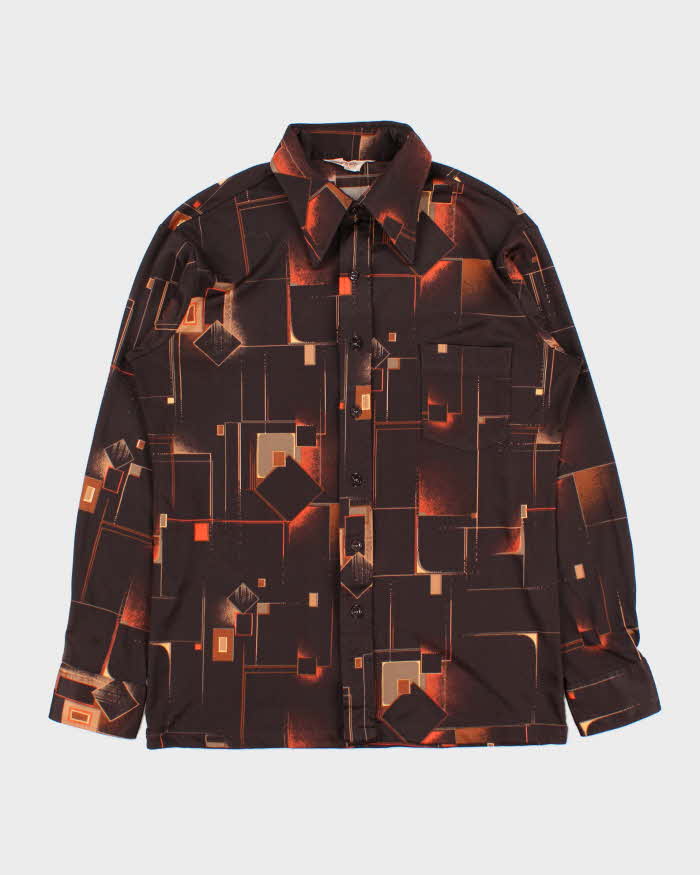 Vintage 1970s Pierre Gerard By Mr Jeff Patterned Long Sleeve Shirt - M