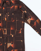 Vintage 1970s Pierre Gerard By Mr Jeff Patterned Long Sleeve Shirt - M