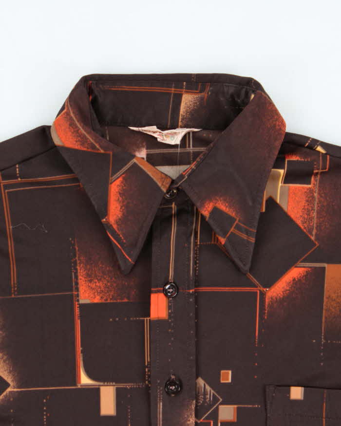 Vintage 1970s Pierre Gerard By Mr Jeff Patterned Long Sleeve Shirt - M