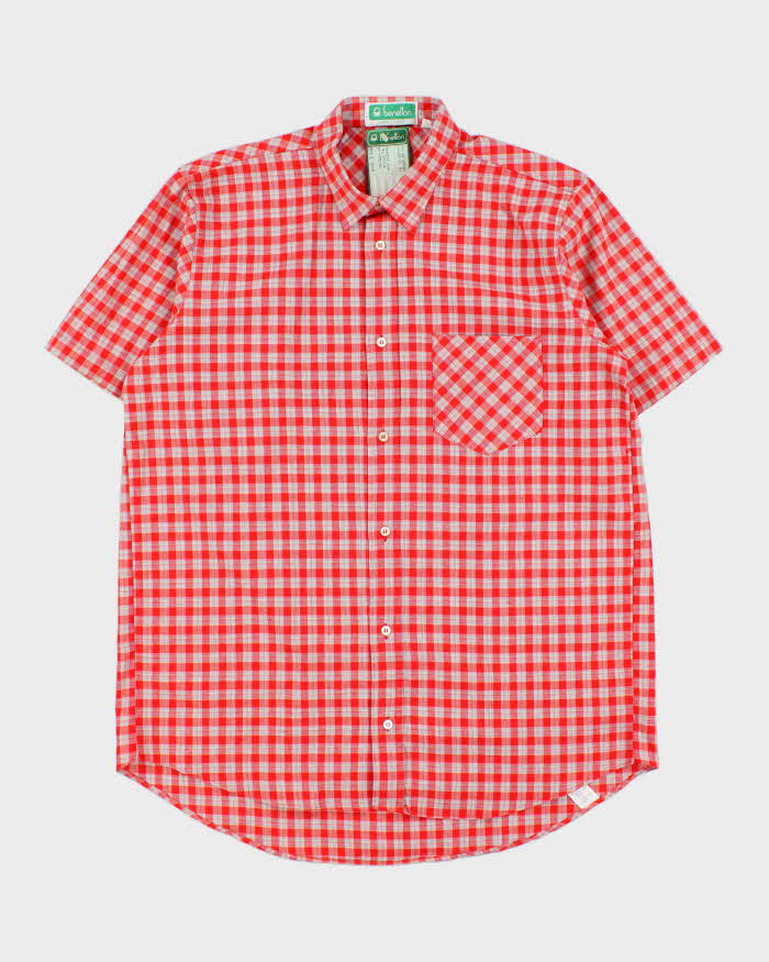 DSWT 1980s Benetton Check Short Sleeve Shirt - L