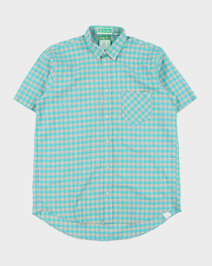 DSWT 1980s Benetton Check Short Sleeve Shirt - L