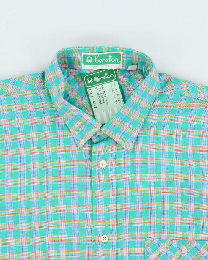 DSWT 1980s Benetton Check Short Sleeve Shirt - L