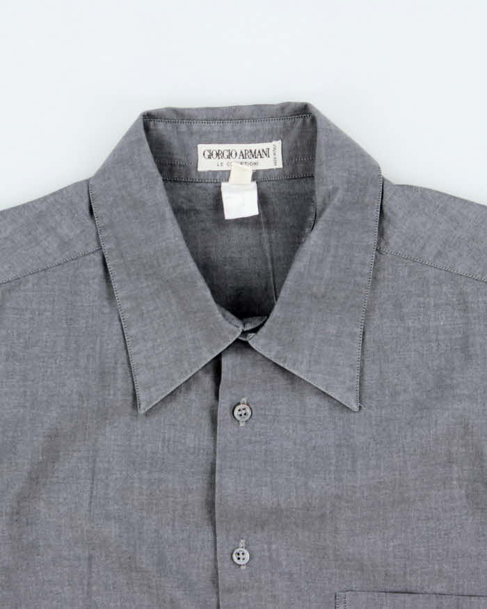 Vintage 1990s Giorgio Armani Le Collezioni Chambray Long Sleeve Shirt - L