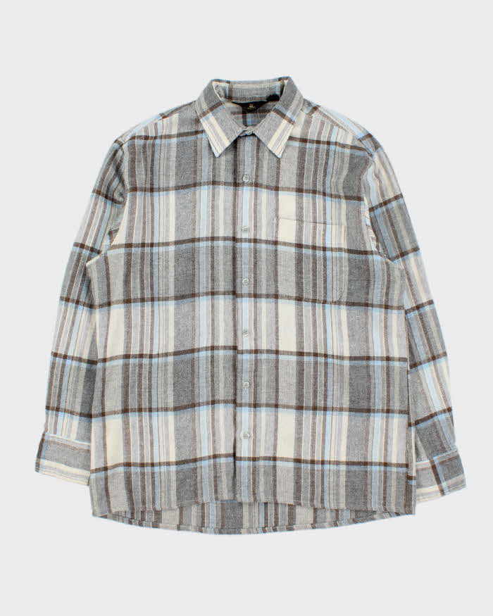 Vintage 1970s Lancer Wool Plaid Long Sleeve Flannel Shirt - M