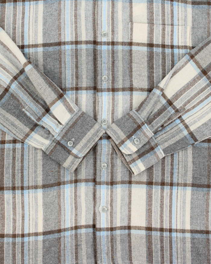 Vintage 1970s Lancer Wool Plaid Long Sleeve Flannel Shirt - M