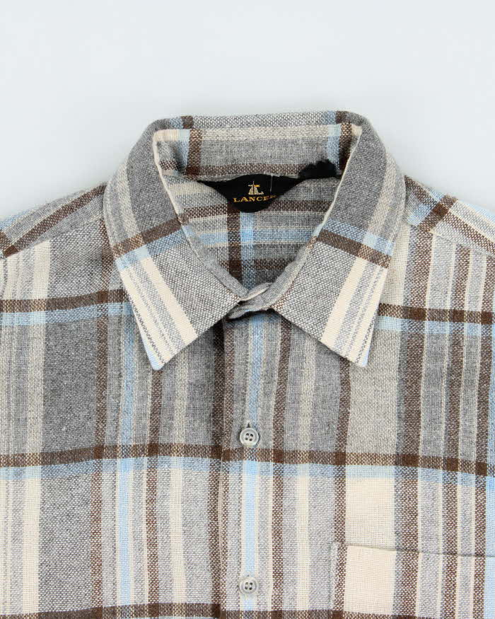 Vintage 1970s Lancer Wool Plaid Long Sleeve Flannel Shirt - M