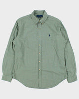 Vintage Ralph Lauren Grid Check Slim Fit Long Sleeve Shirt - L