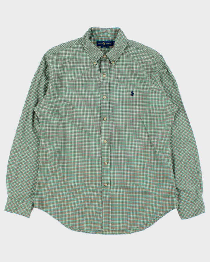 Vintage Ralph Lauren Grid Check Slim Fit Long Sleeve Shirt - L