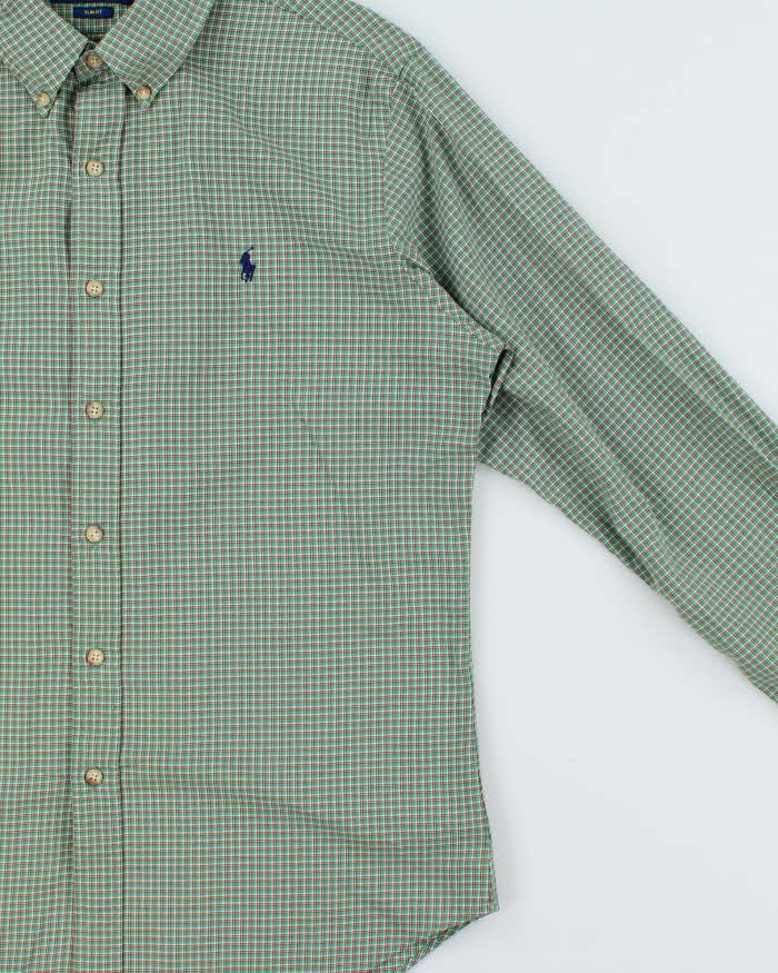 Vintage Ralph Lauren Grid Check Slim Fit Long Sleeve Shirt - L