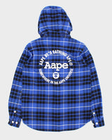 Vintage Aape By A Bathing Ape Plaid Fleece Lined Hooded Heavyweight Flannel Shirt - M
