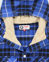 Vintage Aape By A Bathing Ape Plaid Fleece Lined Hooded Heavyweight Flannel Shirt - M