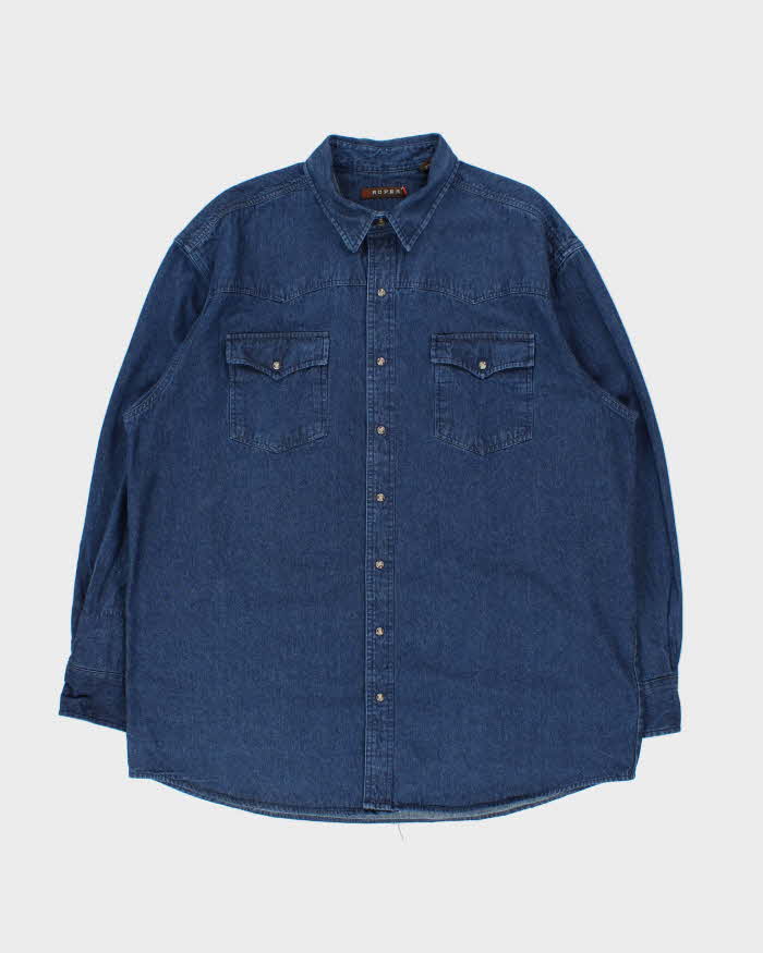 Vintage Y2K 00s Roper Heavyweight Snap Button Western Long Sleeve Denim Shirt - XXL