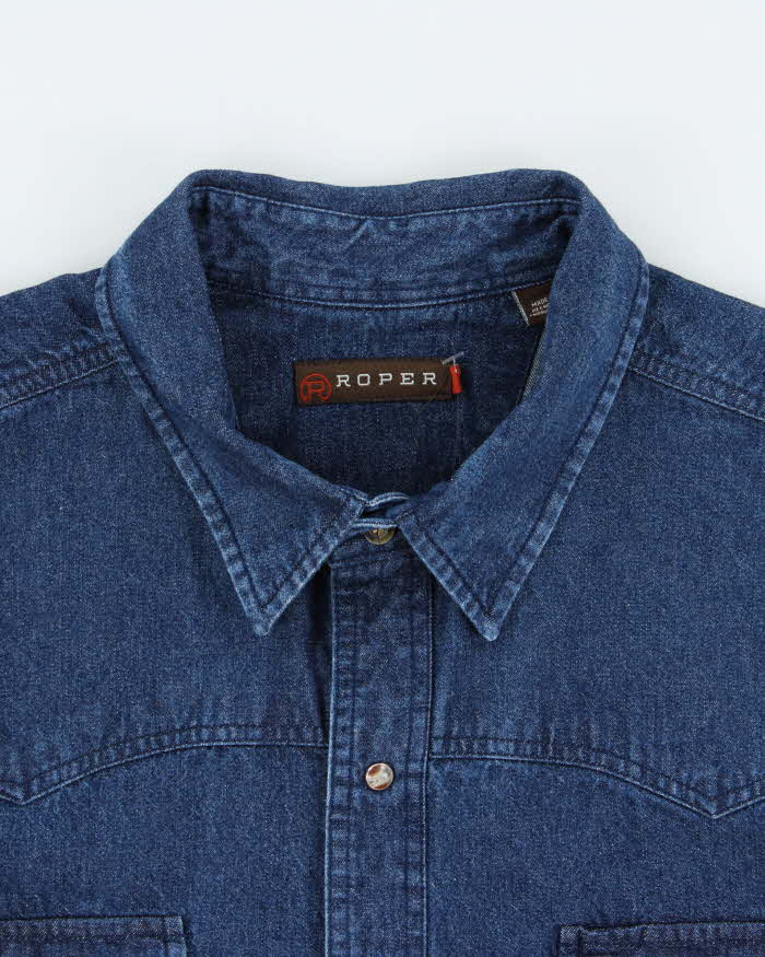 Vintage Y2K 00s Roper Heavyweight Snap Button Western Long Sleeve Denim Shirt - XXL