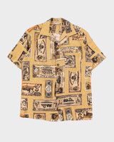 Vintage 1970s Made In USA Dollar Print Hawaiian Shirt - M