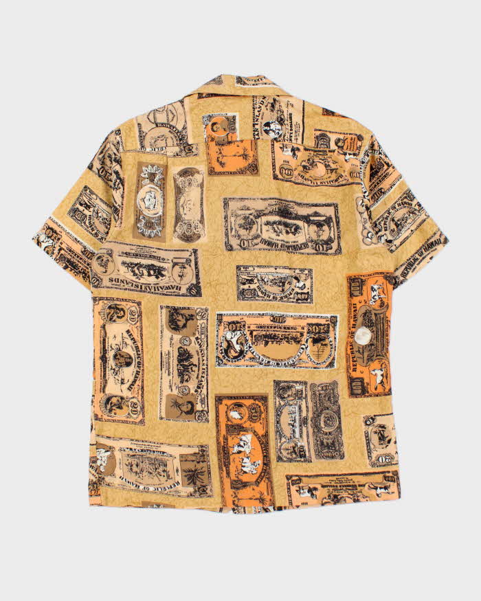 Vintage 1970s Made In USA Dollar Print Hawaiian Shirt - M