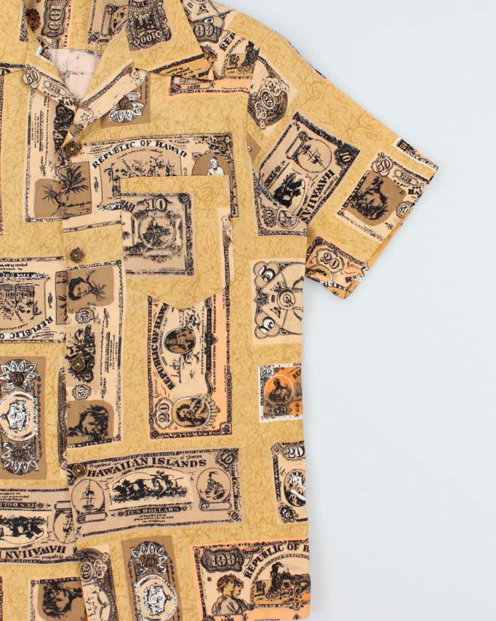 Vintage 1970s Made In USA Dollar Print Hawaiian Shirt - M
