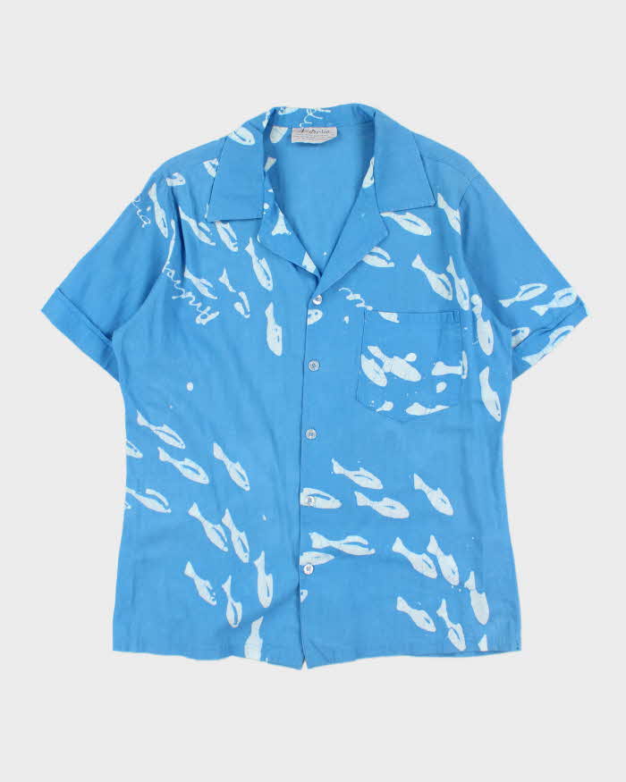 Vintage 1970s Androsia Made In Bahamas Ocean Hawaiian Shirt - L