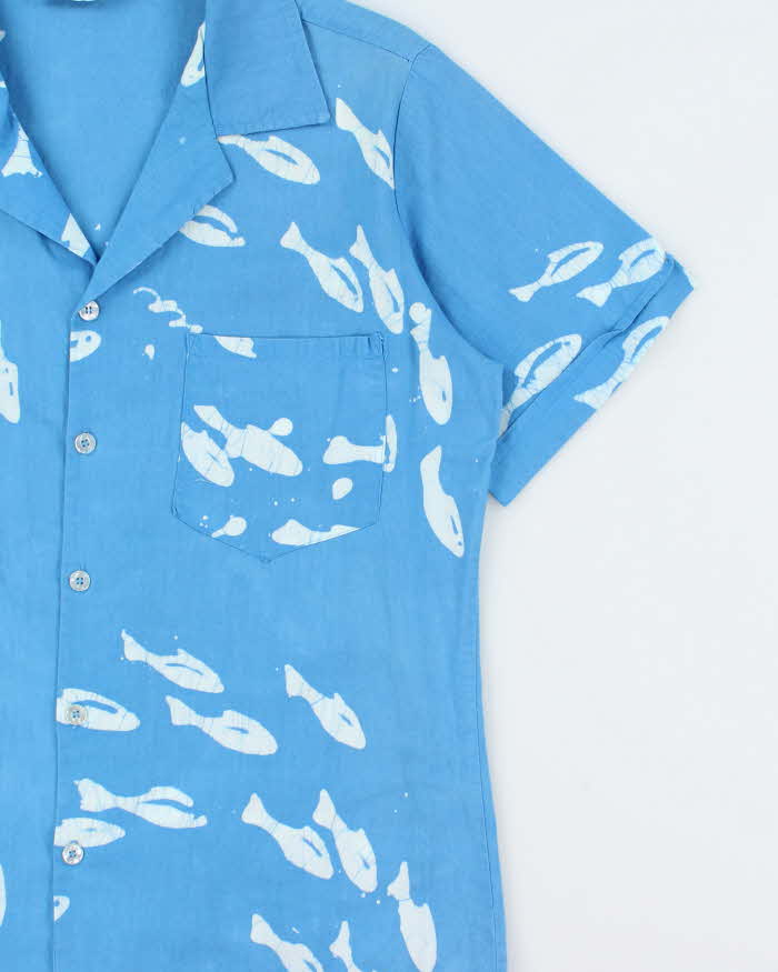 Vintage 1970s Androsia Made In Bahamas Ocean Hawaiian Shirt - L