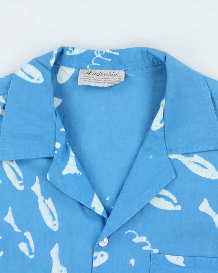 Vintage 1970s Androsia Made In Bahamas Ocean Hawaiian Shirt - L