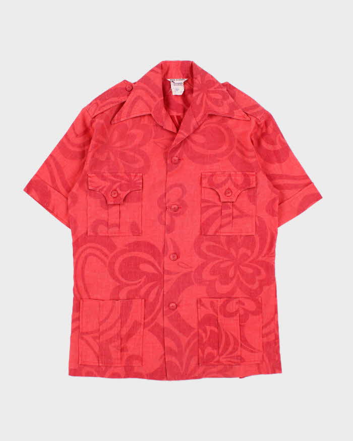 Vintage 1970s Made In USA Floral Hawaiian Adventure Shirt - S