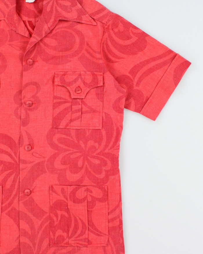 Vintage 1970s Made In USA Floral Hawaiian Adventure Shirt - S
