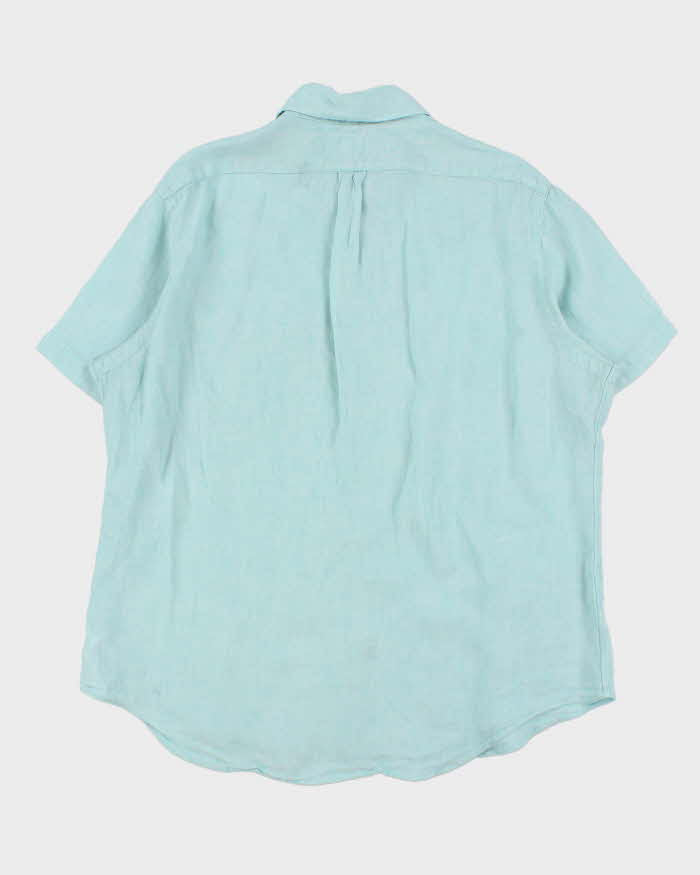 Vintage Ralph Lauren Spearmint Aqua Linen Classic Fit Short Sleeve Shirt - XL