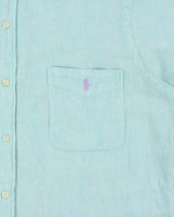 Vintage Ralph Lauren Spearmint Aqua Linen Classic Fit Short Sleeve Shirt - XL